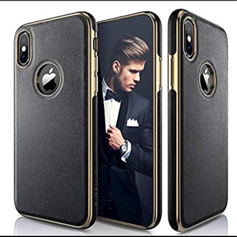 For IPhone X/XS Black Luxury Leather Slim Case